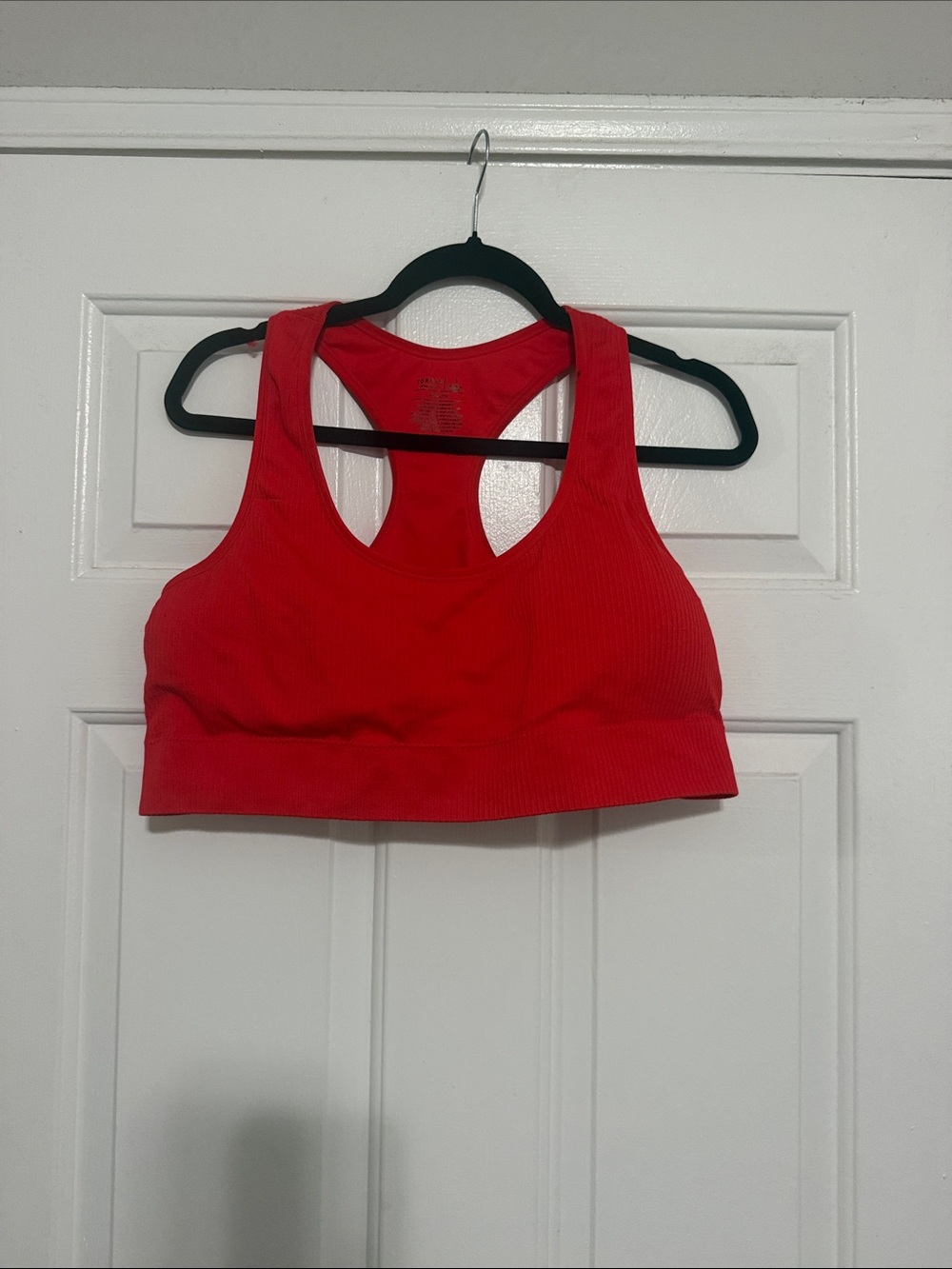 Ribbed Racerback Sports Bra in Red